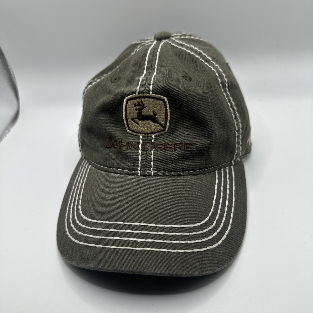 John Deere Brown Hat Baseball Cap Embroidery Adjustable Snapback One Size